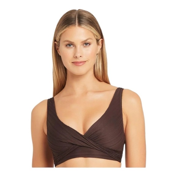 Sea Level Casablanca Cross Front B-DD Cup Bikini Top - Espresso NWT - Picture 1 of 7
